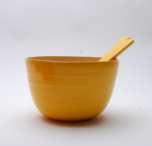 Yellow bamboo salad bowl 30cm without servers - Saladier H.18cm sans couverts